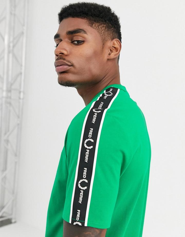 Fred Perry Taped T-shirt In Green-gray