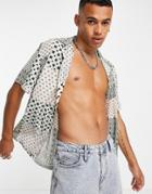 Asos Design Relaxed Shirt In Patch Geo Print-multi