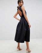 Asos Design Drop Waist Midi Prom Dress-black