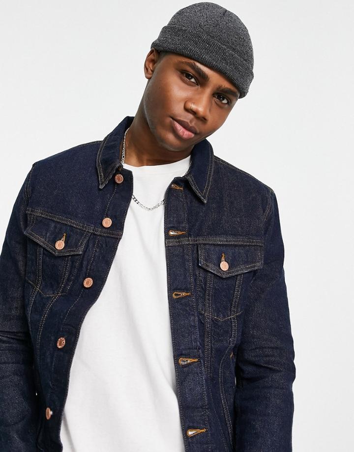 Asos Design Skinny Denim Jacket In Indigo-blues