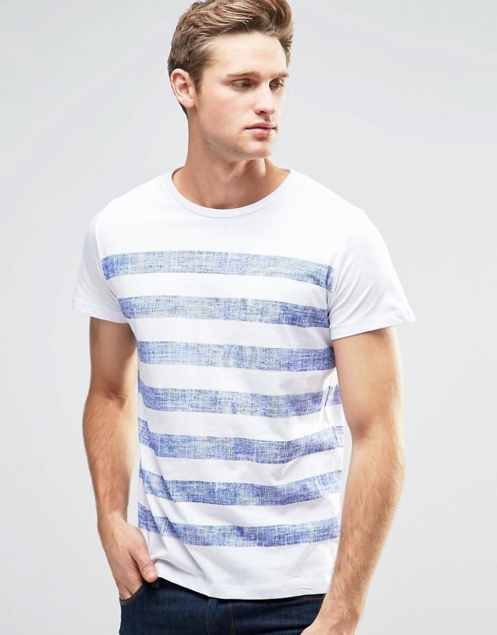 Jack & Jones Crew Neck Stripped T-shirt - White