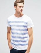 Jack & Jones Crew Neck Stripped T-shirt - White