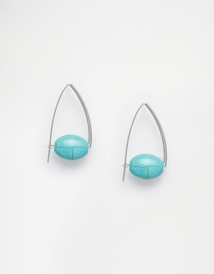 Asos Bead Through Earrings - Turquoise