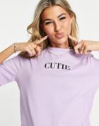 Fire & Glory Amalia 'cutie' T-shirt In Lilac-purple