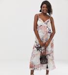 Little Mistress Maternity Cami Strap Midi Dress In Floral Print - Multi