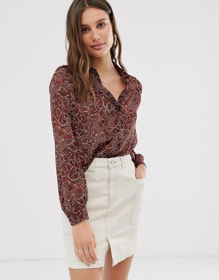 Only Chiffon Paisley Print Boxy Blouse