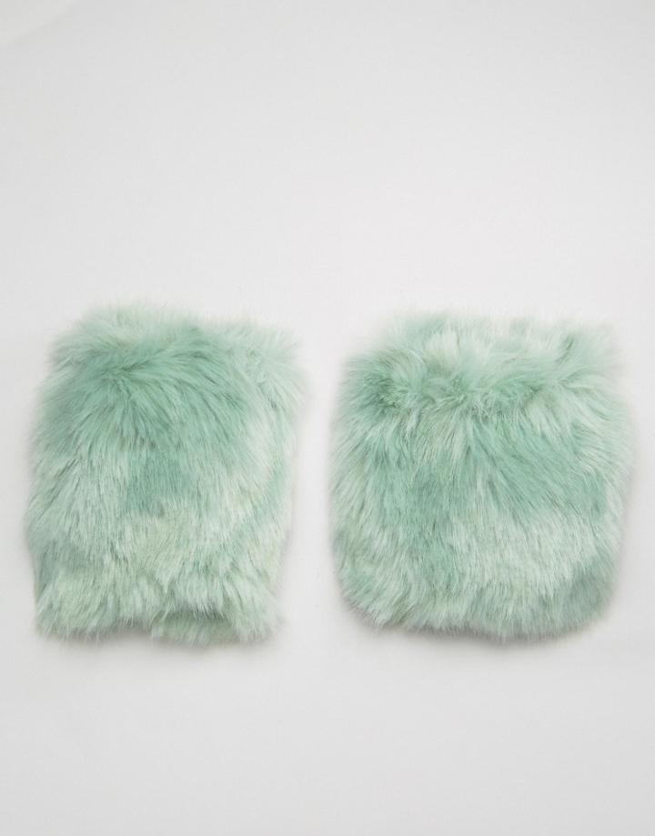 Urbancode Faux Fur Cuffs - Green