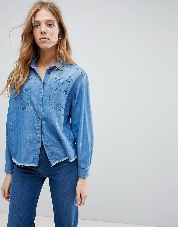 Pepe Jeans Painted Denim Shirt - Blue