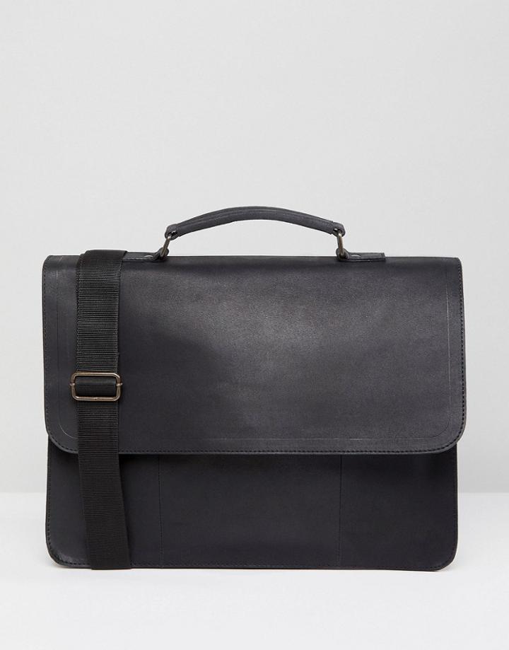 Asos Leather Smart Satchel - Black
