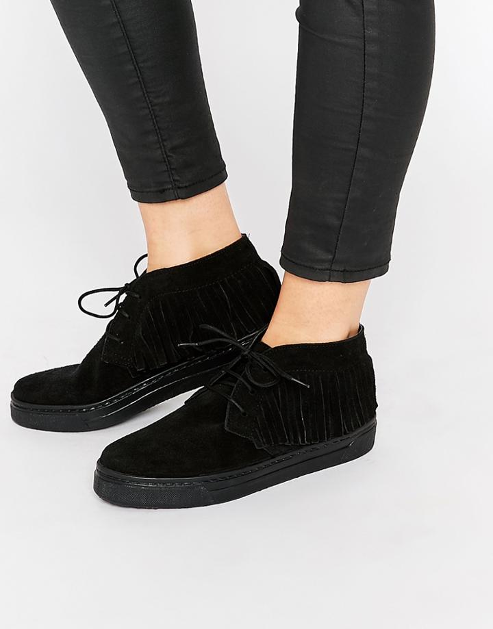 Asos Drama Suede Fringe Sneakers - Black