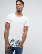 Jack & Jones Originals Longline T-shirt With Contrast Curved Hem Panel - Cream