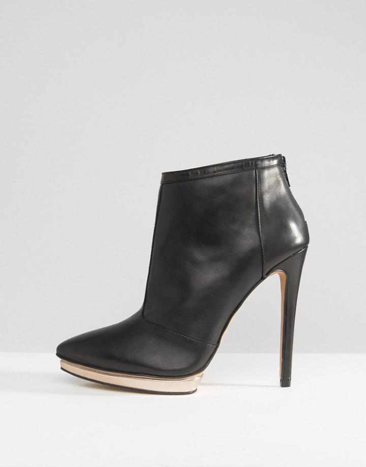 Forever Unique Island Ankle Detail Heeled Boot - Black