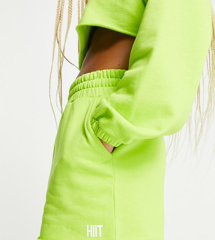 Hiit Sweat Shorts With Raw Edge In Acid-green