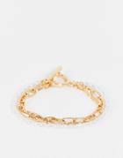 Asos Design Multirow Bracelet With Pearl And Mixed Chain Design In Gold Tone
