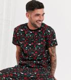 Loungeable Christmas Baubles Print T-shirt And Pants Pyjama Set-green