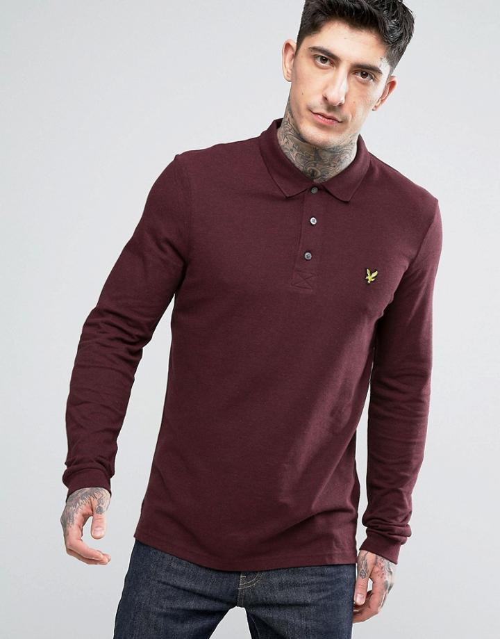 Lyle & Scott Long Sleeve Plain Polo Shirt - Red