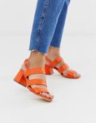 Miss Selfridge Heeled Sandal In Orange - Orange