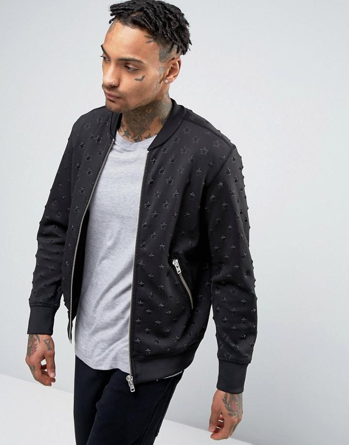 Diesel S-joe-zip-ma Stars Bomber Jacket - Black