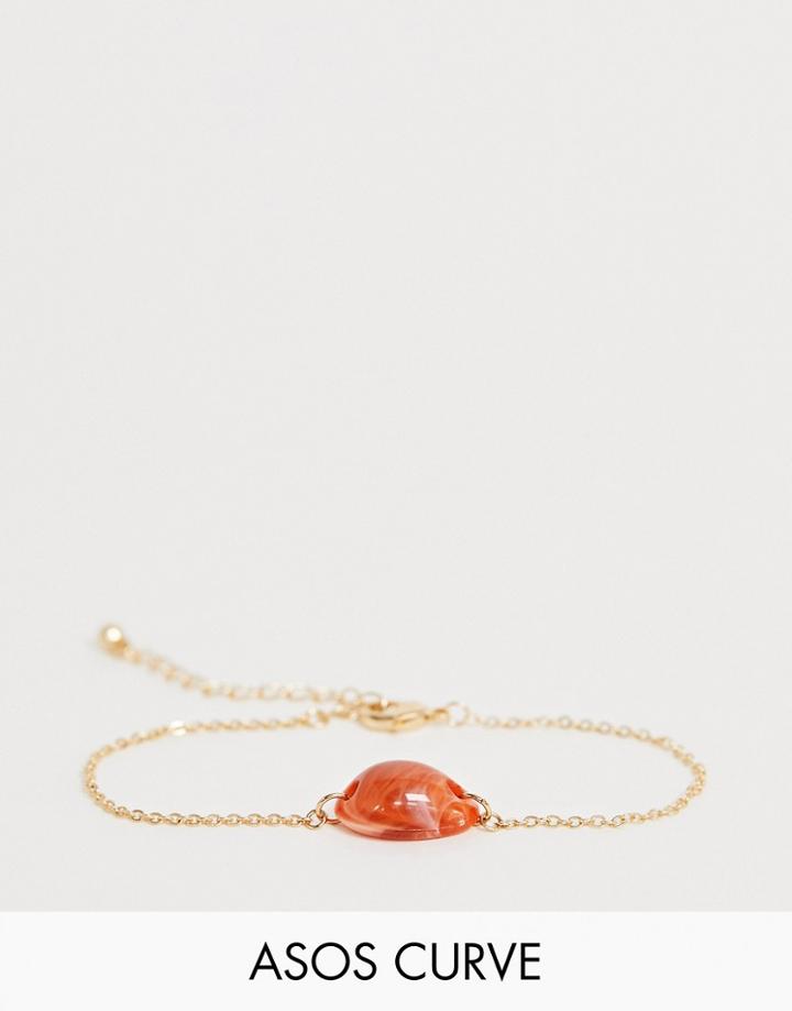 Asos Design Curve Bracelet With Faux Conch Shell In Gold - Gold