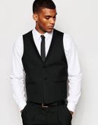 Asos Slim Waistcoat In Textured Fabric - Black