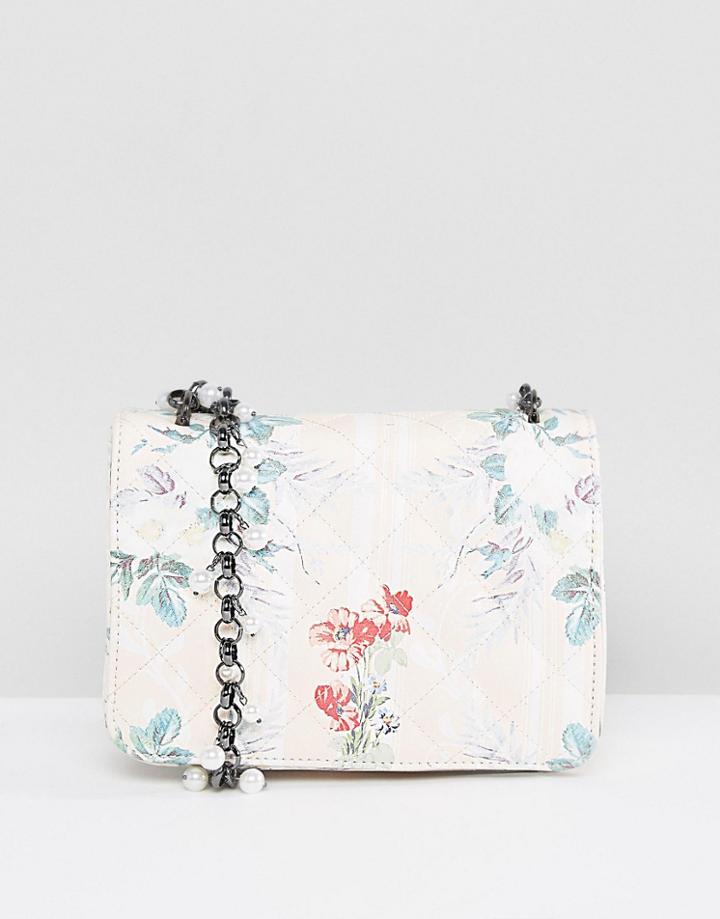 Asos Quilted Floral Print Cross Body Bag - Multi