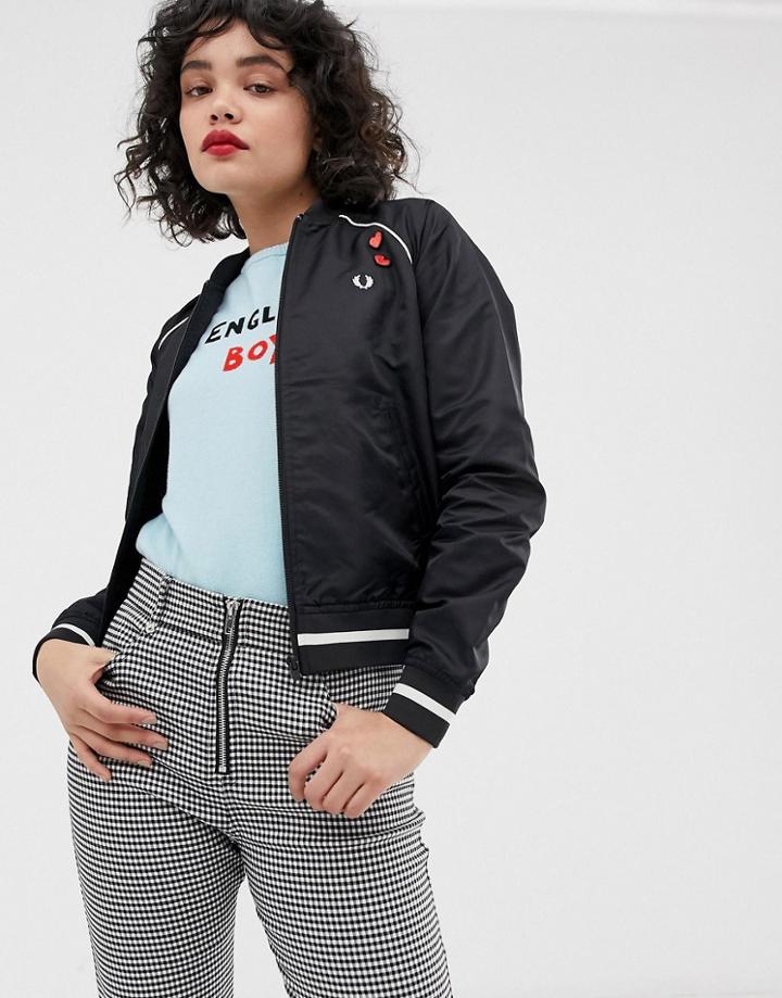 Fred Perry X Amy Winehouse Foundation Embroidered Bomber Jacket - Black