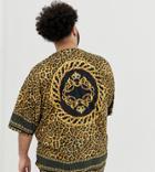 Asos Design Plus Oversized Leopard Print T-shirt With Border And Back Print - Multi