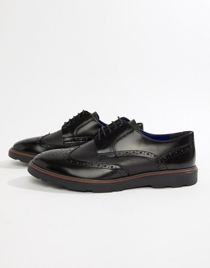 Silver Street Brogue Lace Up Shoe In Black - Black
