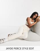 Asos Design Lounge Knitted Legging With Seaming Detail In Cream-white