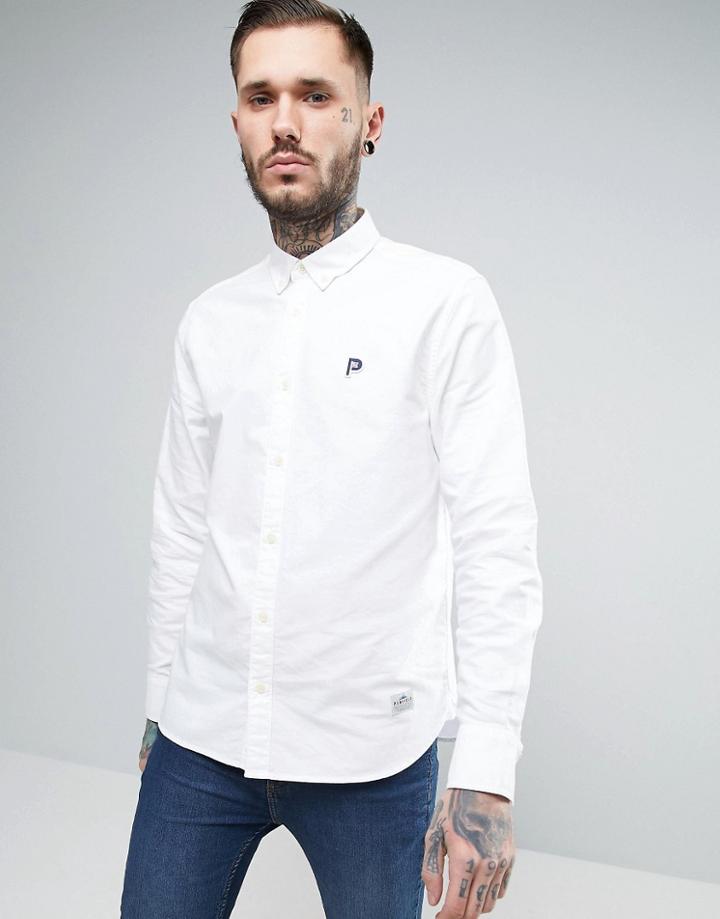 Penfield Porterville Oxford Shirt Buttondown Classic Regular Fit P Logo In White - White