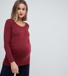 New Look Maternity Long Sleeve Top In Burgundy - Tan