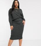 Micha Lounge Curve Overlay Knitted Dress With Rib Hem-gray