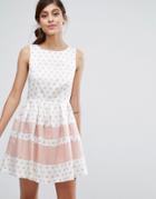 Closet London Mini Skater Dress In Check With Contrast Stripe - Multi