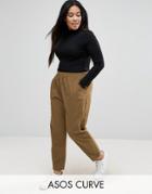 Asos Curve Washed Tapered Peg Pant - Brown
