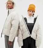 Collusion Unisex Cord Puffer Jacket - White