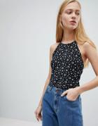 Dr Denim 90s Tie Neck Top - Black