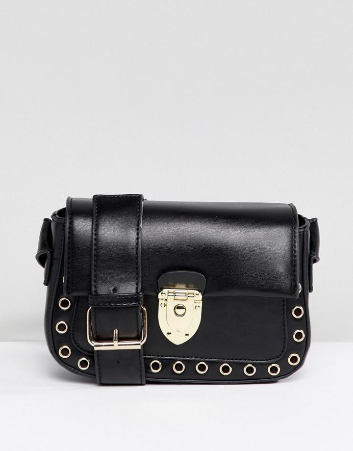Yoki Fashion Cross Body Bag With Clasp Closure - Black
