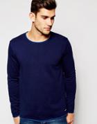 Esprit Crew Neck Sweatshirt With Contrast Lining - Navy