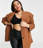 Extro & Vert Plus Super Slouchy Blazer In Midnight Brown - Part Of A Set