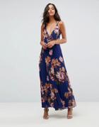 Asos Floral Cami Pleated Maxi Dress - Multi