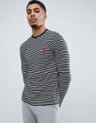 New Look Long Sleeve T-shirt In Black Stripe With Rose Embroidery - Black