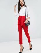 Asos Woven Peg Pants With Obi Tie - Red