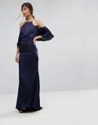 Jarlo Fishtail Maxi Dress With Cold Shoulder - Navy