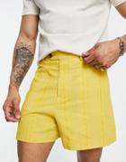 Asos Design Smart Bermuda Shorts In Mustard Stripe-yellow