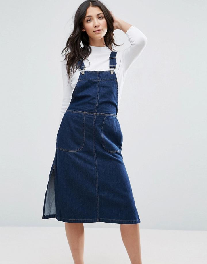 Vero Moda Denim Pinafore Dress - Blue