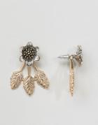 Asos Metal Flower Swing Earrings - Multi