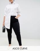 Asos Design Curve Sculpt Me High Waisted Premium Jeans In Clean Black - Black