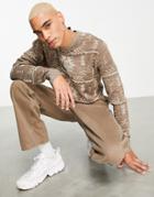 Asos Design Knit Sweater With Textured Pattern Design In Beige-neutral
