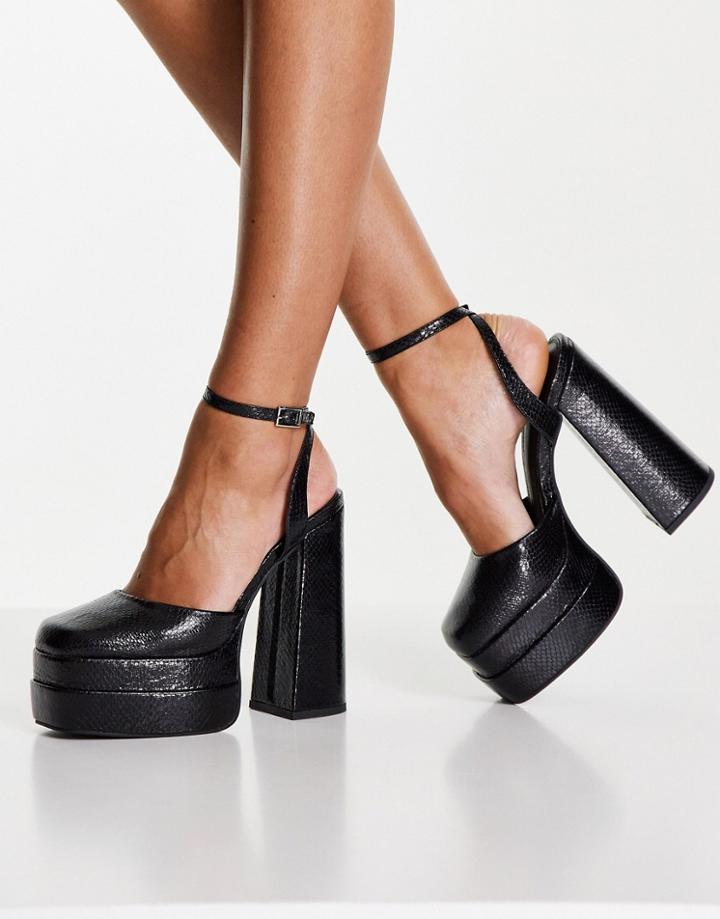 Asos Design Pluto Platform Heeled Shoes In Black