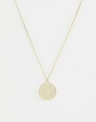 Orelia Gold Plated Engraved Coin Ditsy Necklace - Gold